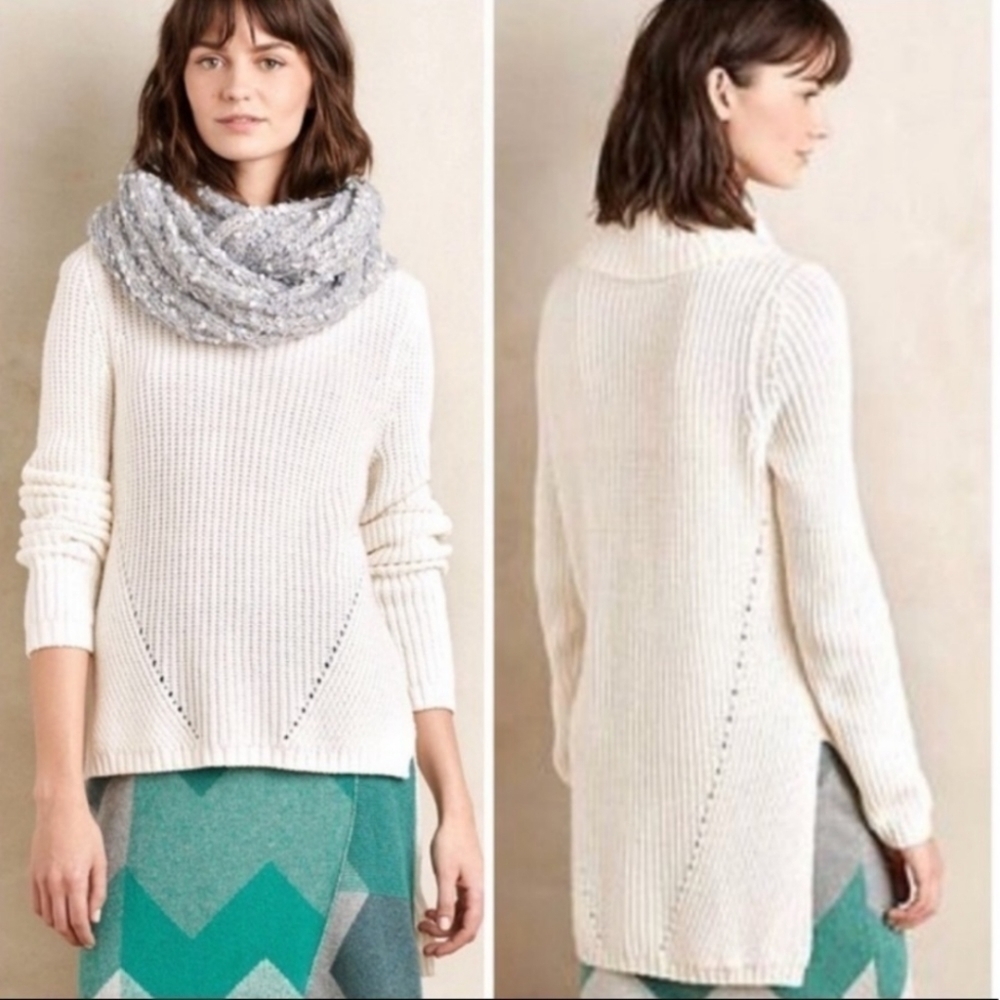 ANTHROPOLOGIE moth hi low knit turtleneck sweater